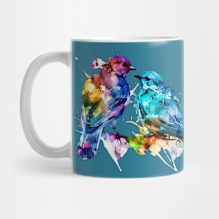 Birds Couple Colourful Art | Watercolor Painting of the Birds Mug